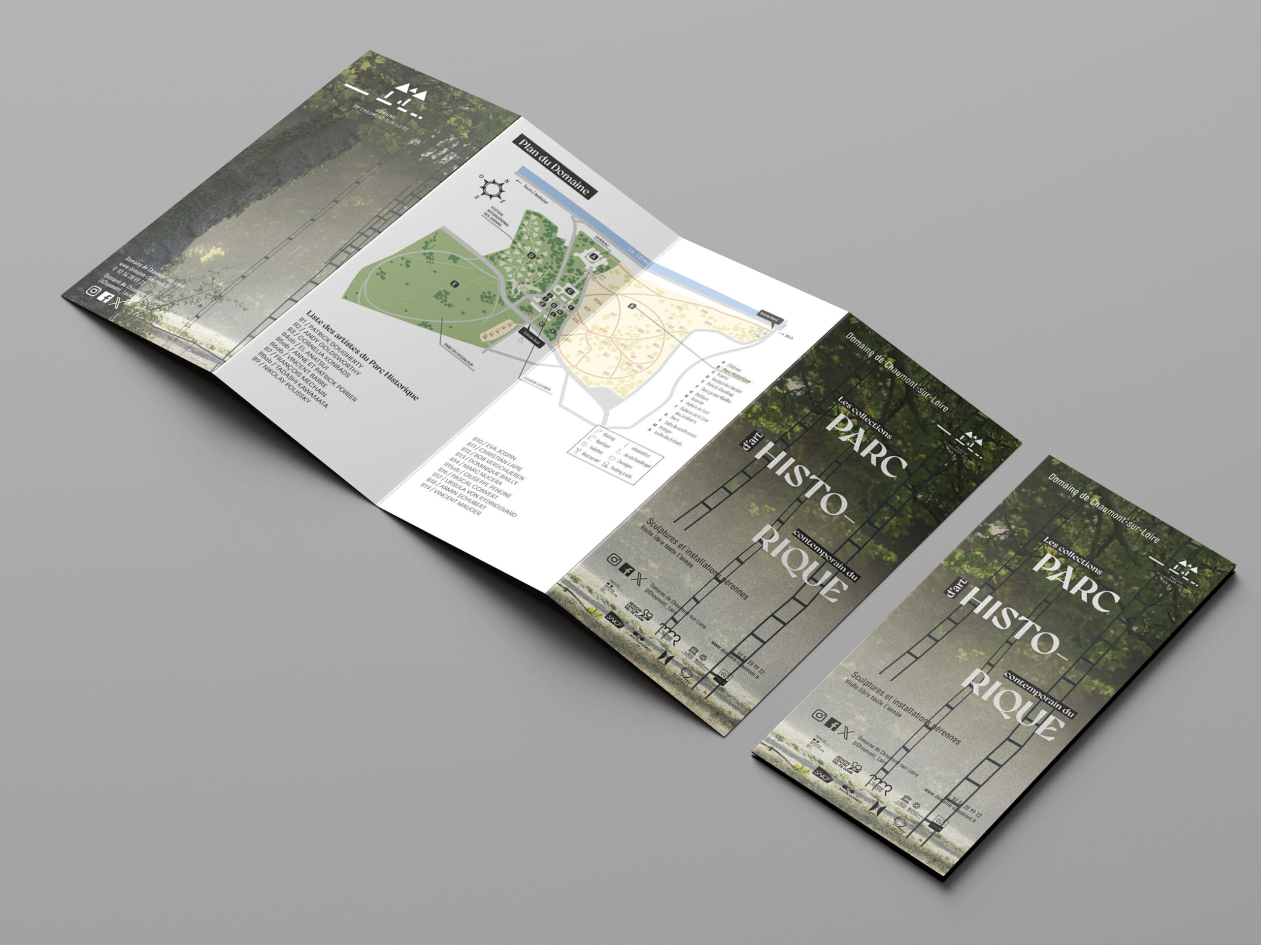 Couverture d'un dépliant avec une carte du parc historique.