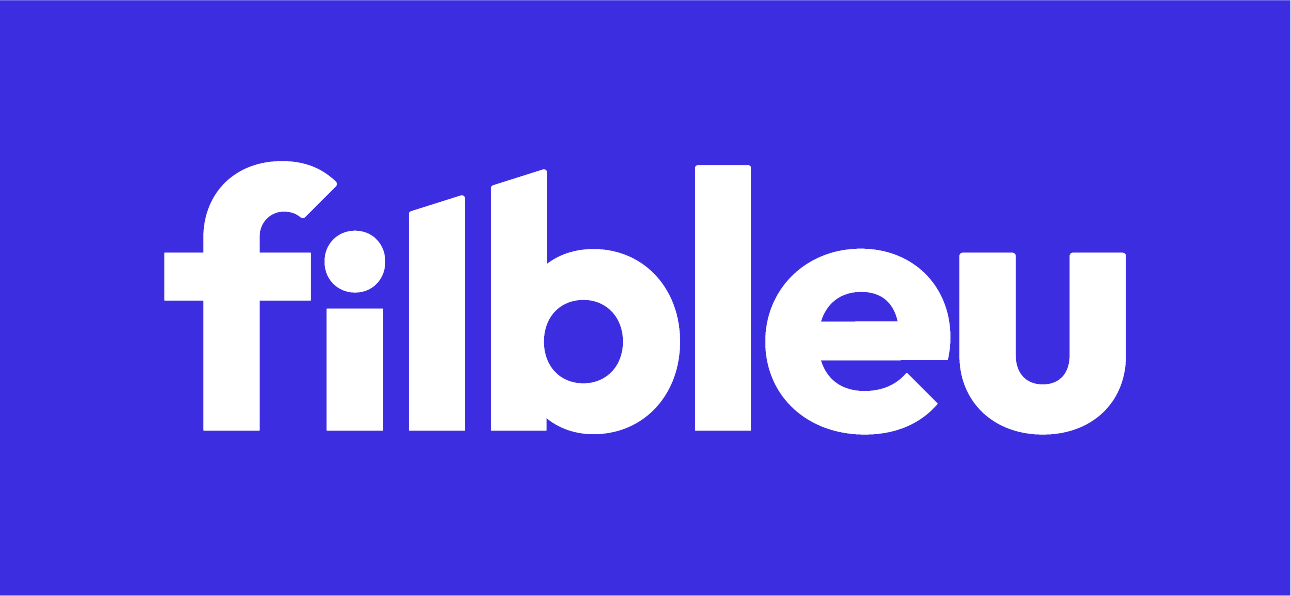 Nouveau logo Filbleu blanc sur fond bleu
