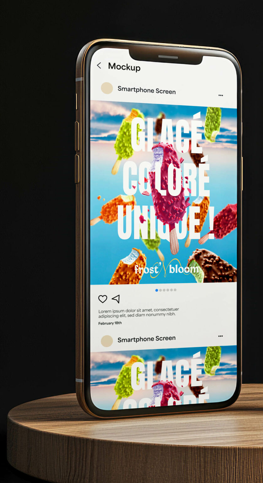 Réseau social avec un post Frost'N Bloom